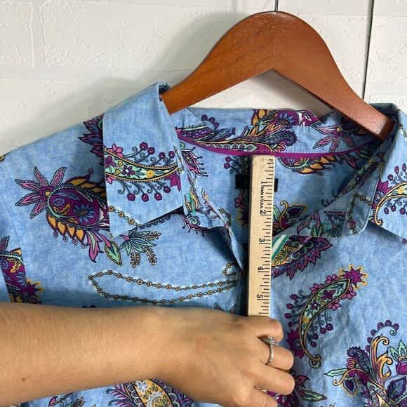Talbots Womens Button Down Shirt Size L Paisley Print - Picture 7 of 15